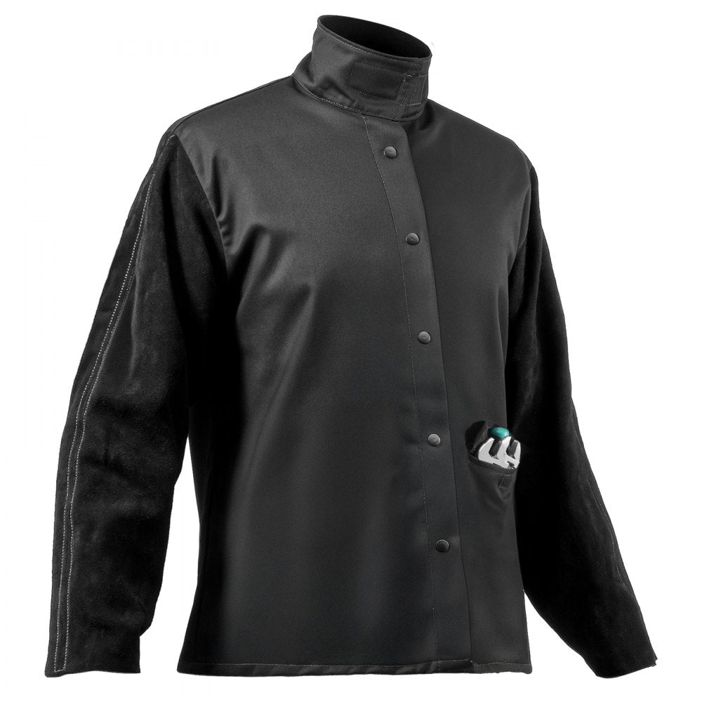 AP-2530 - Heavy-Duty Fire-Resistant Welding Jacket with Leather Sleeves
