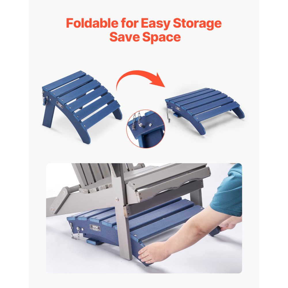 LXSKU7 - Foldable HDPE Adirondack Ottoman 18.7L x 18.9W x 13.8H Inch