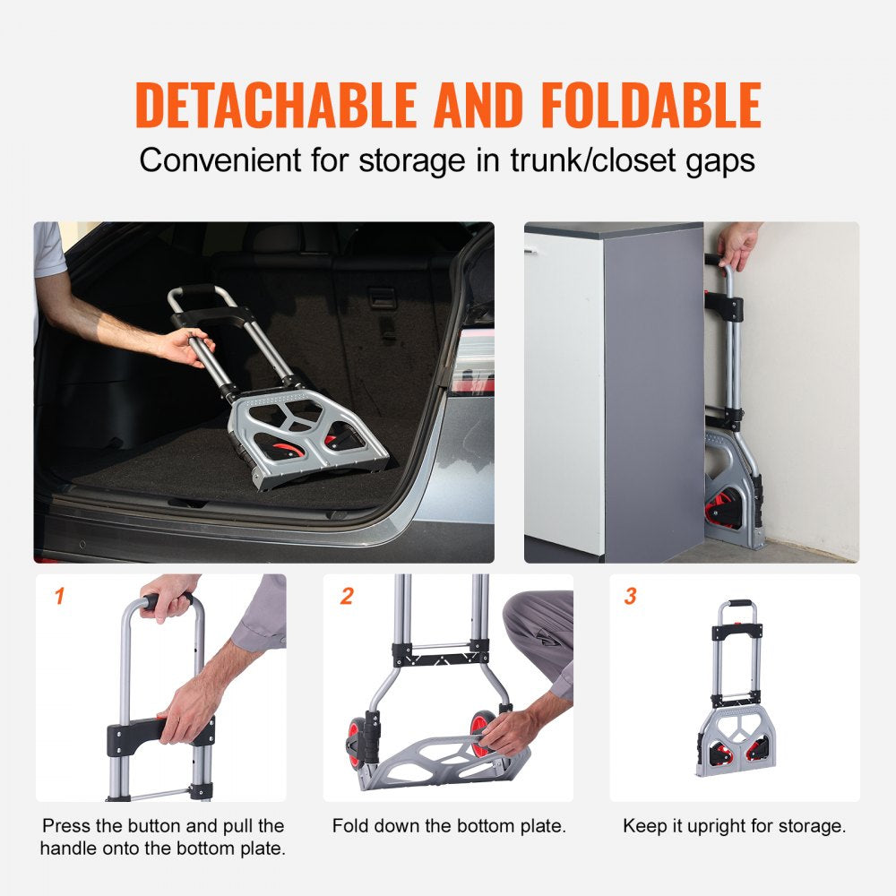 2123A - Compact Aluminum Folding Hand Truck, 176 lbs Capacity, 7.3 lbs