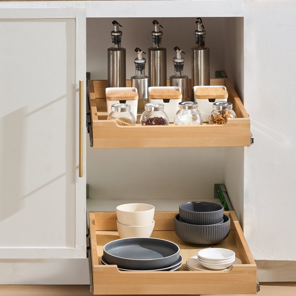 SKU-2 - Birch Wood Pull-Out Organizer 17x21 Inch for Smart Storage