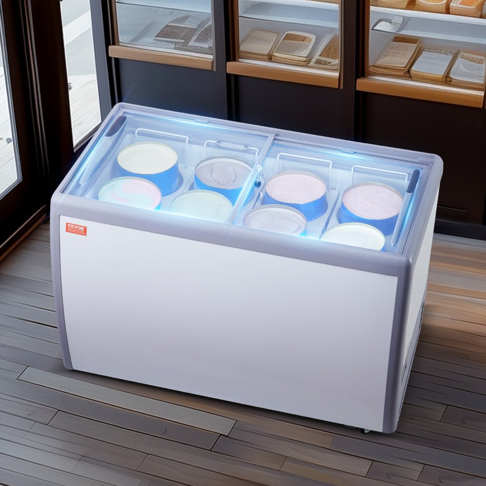 RI-360DC - 370L Ice Cream Display Freezer with LED & Glass Door