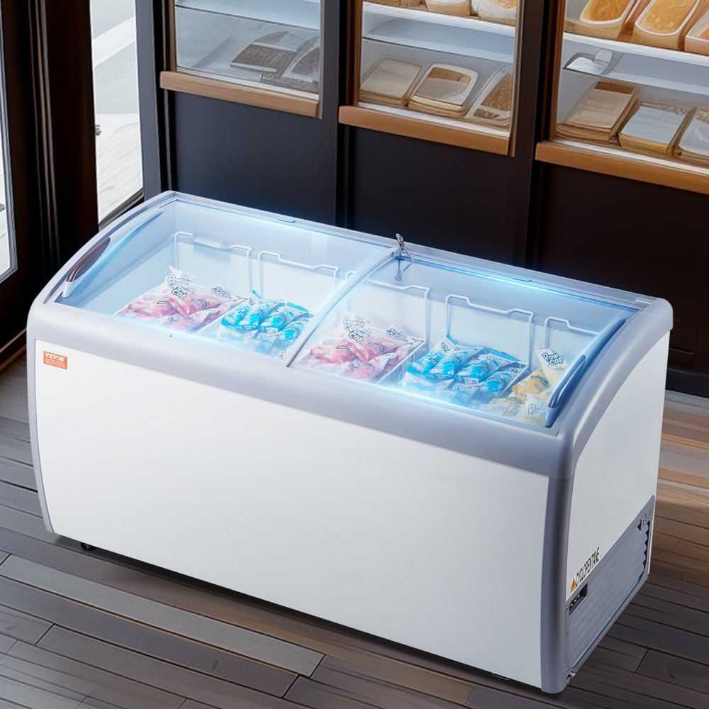RI-460A - Five-Basket Ice Cream Display Case with LED Lighting and Sliding Doors