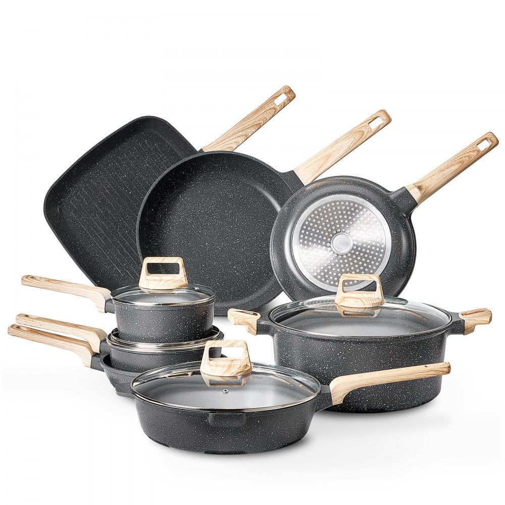 SS-LY-07 - 19-Piece Nonstick Granite Cookware Set for All Stovetops