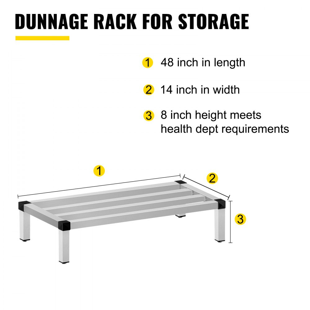 010694816688 - Heavy-Duty 48'' Aluminum Dunnage Rack for Kitchen & Warehouse