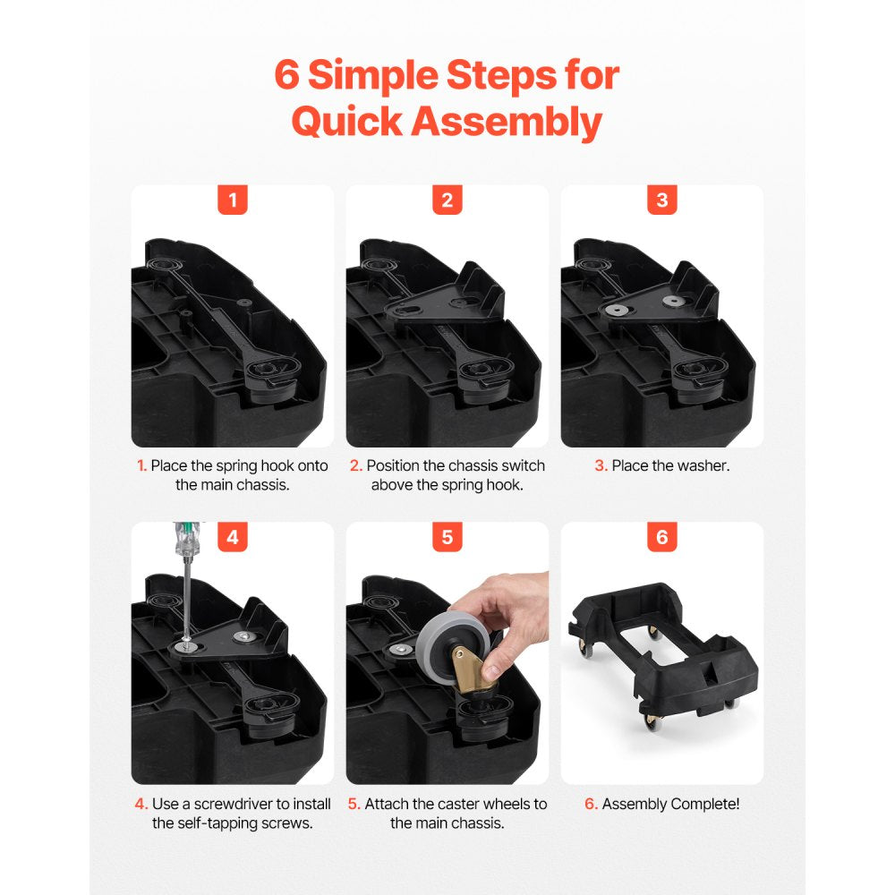 XDL-90A-D - Heavy-Duty Trash Can Dolly with 3" Swivel Wheels