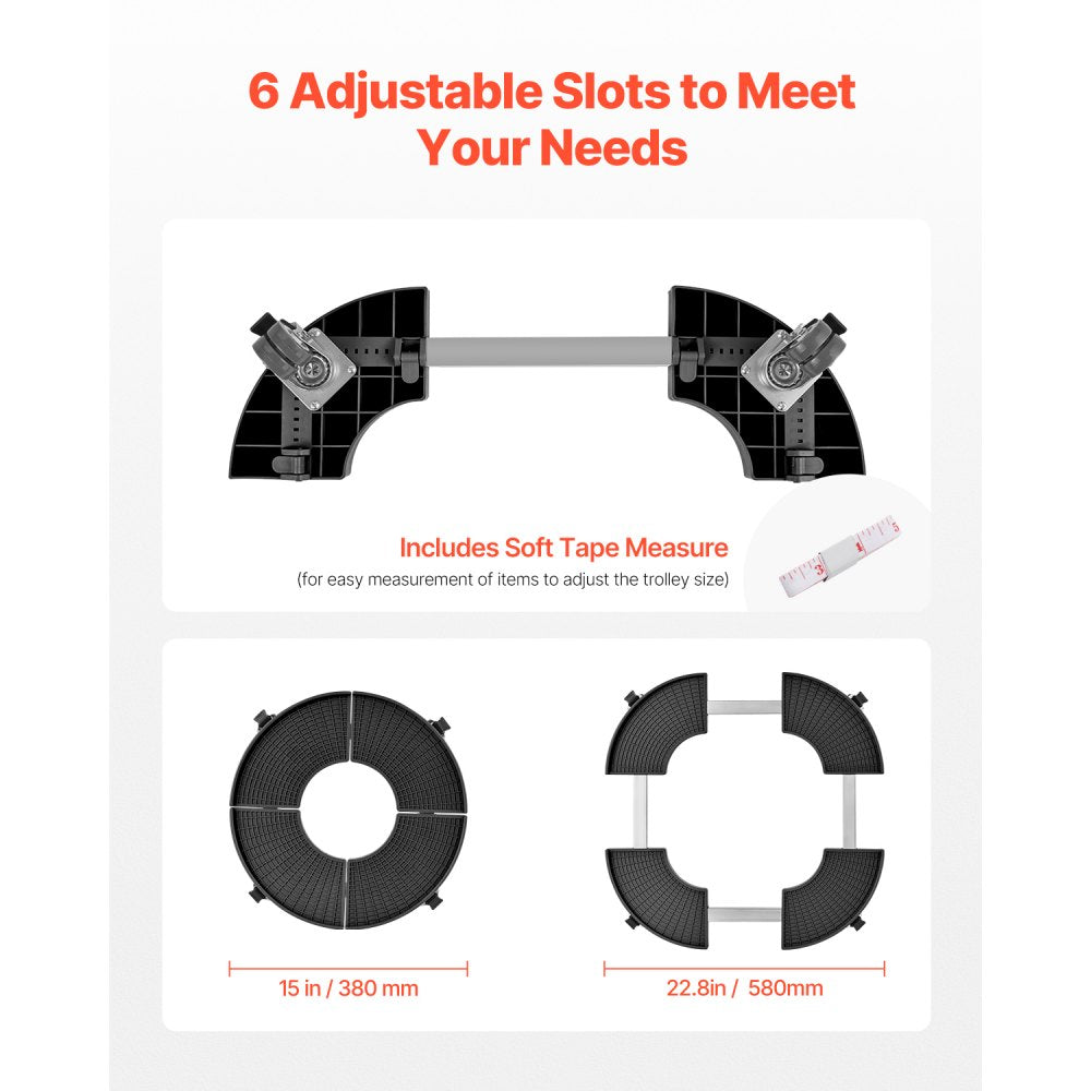 Y21-1 - Adjustable 15"-22.8" Heavy Duty Trash Can Dolly with Lockable Wheels