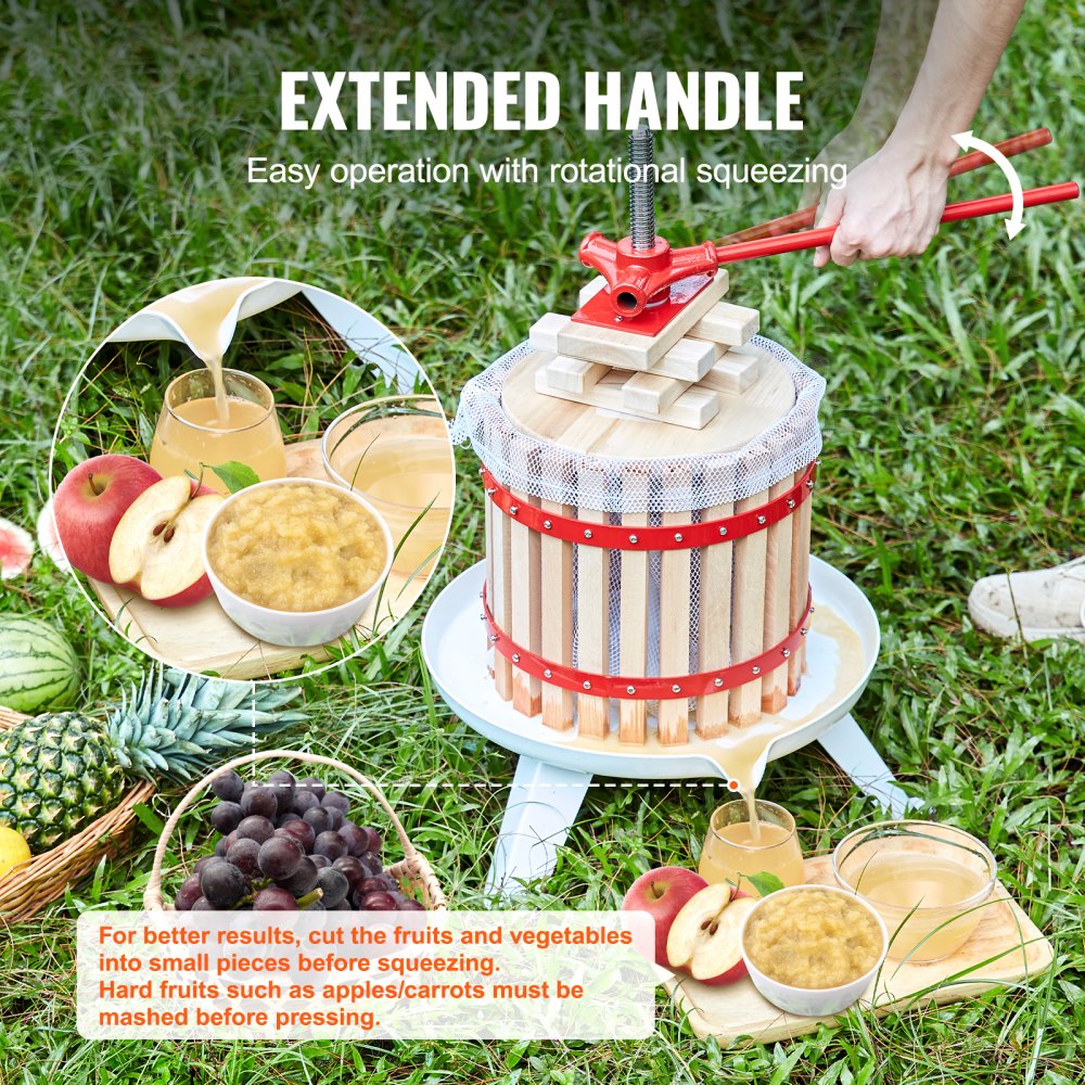 YZQ-6L VEVOR 6L Manual Fruit Wine Press with Durable Wooden Basket