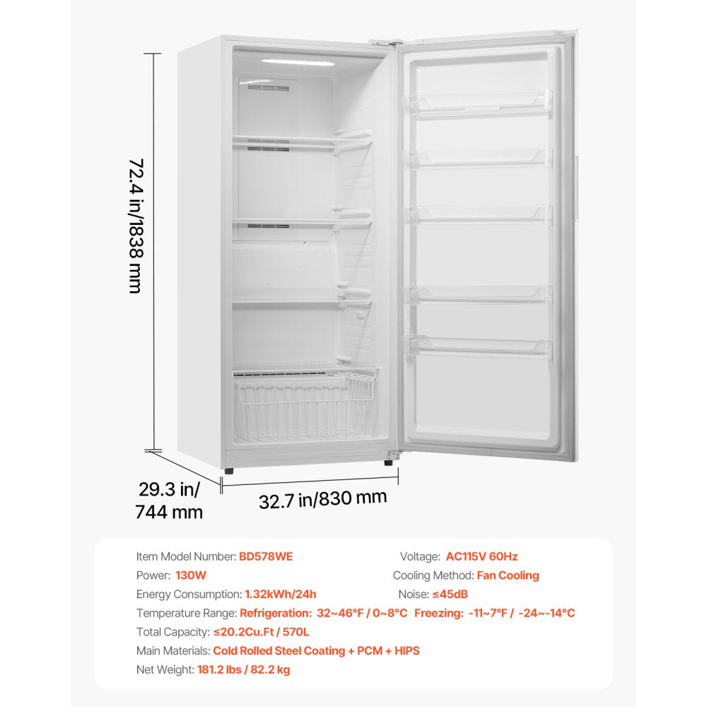 BD578WE - 20.2 Cu.Ft Convertible Freezer/Refrigerator with Automatic Defrost