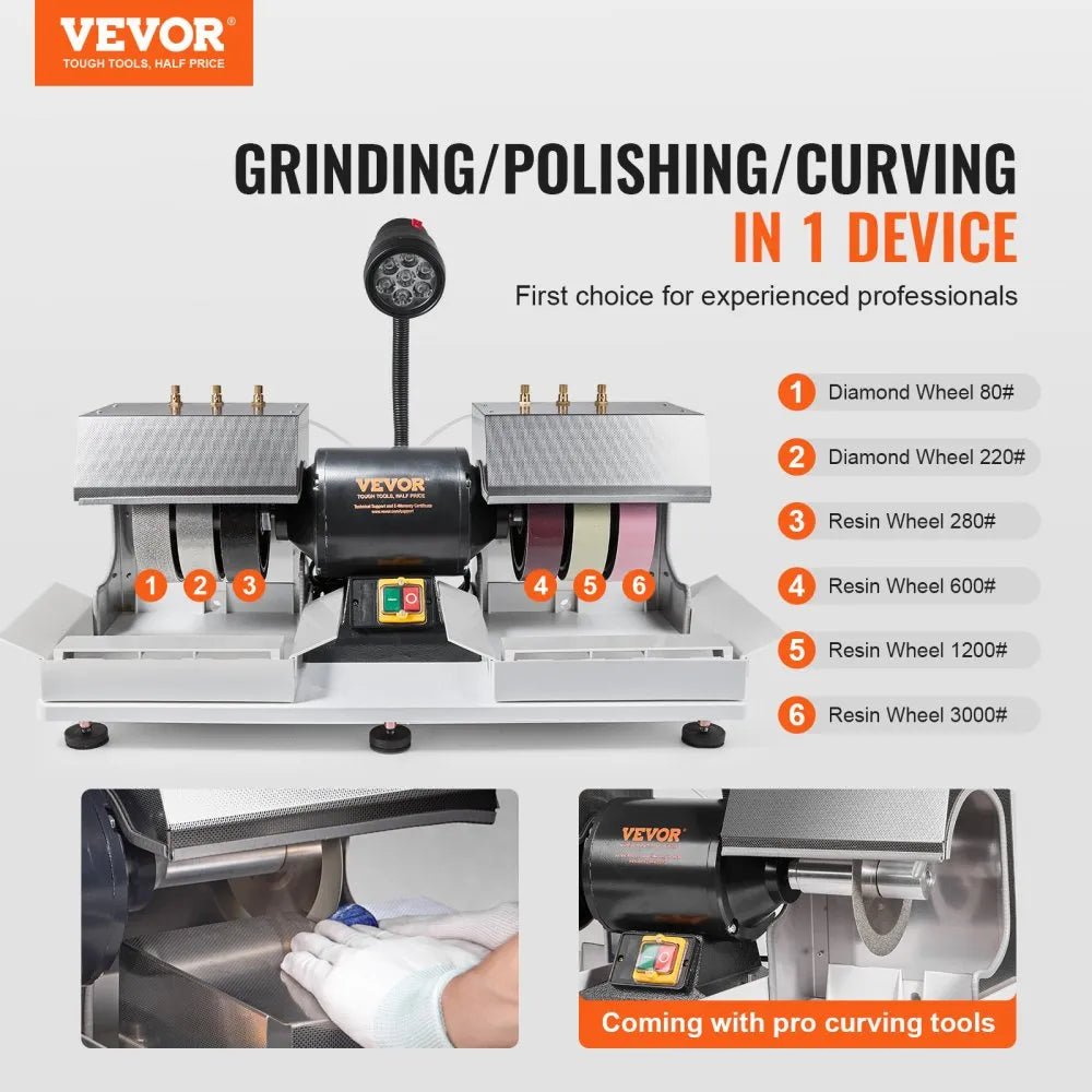 VV-JH-6P - VEVOR 6" Cabbing Machine with Diamond Wheels & Smart Water System