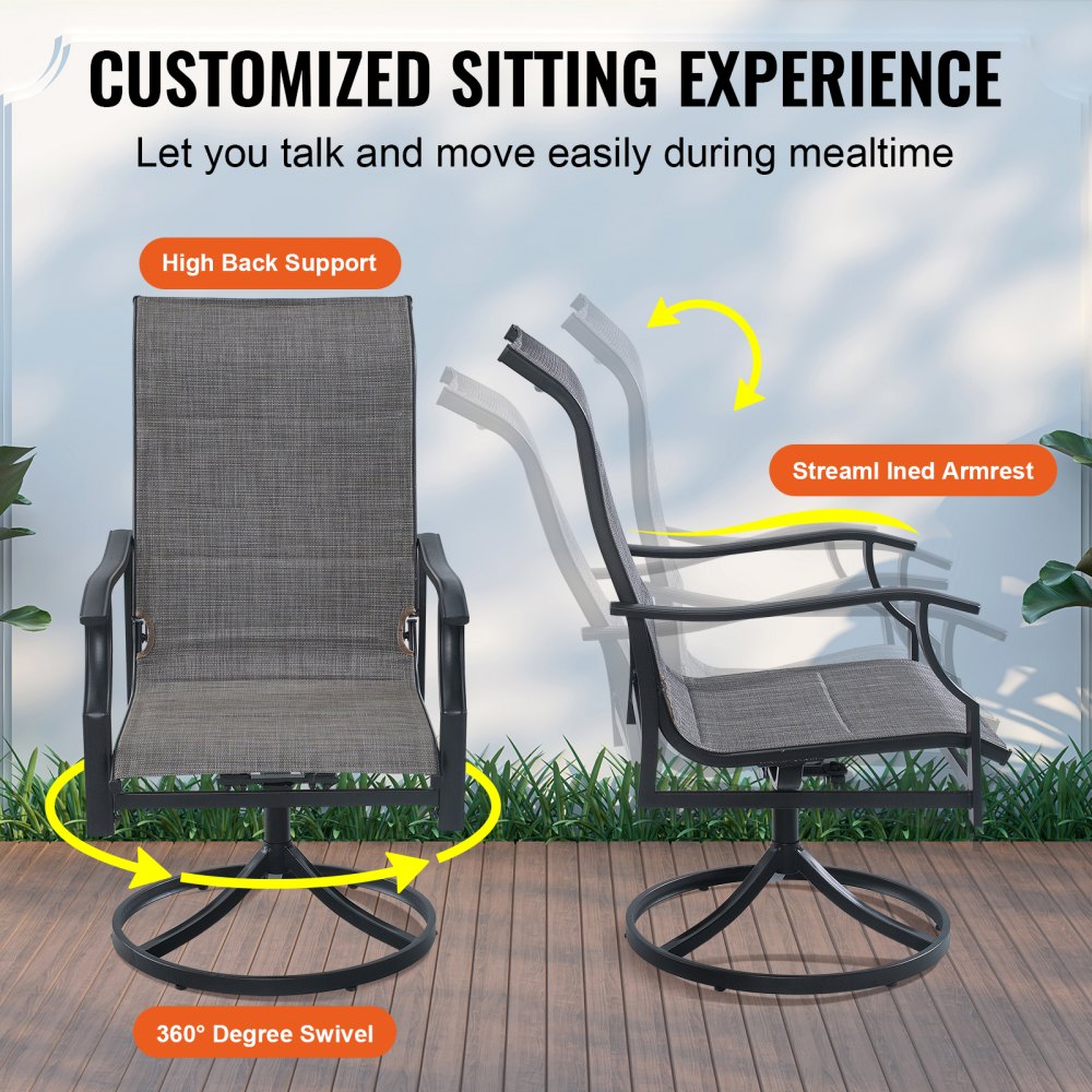 FCS3319, FTS005D - Durable 5-Piece Outdoor Dining Set with Swivel Chairs