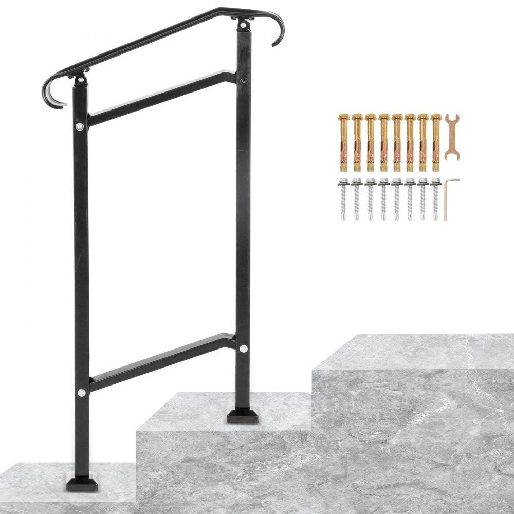 010145816451 - Elegant Wrought Iron Stair Handrail for Outdoor Steps