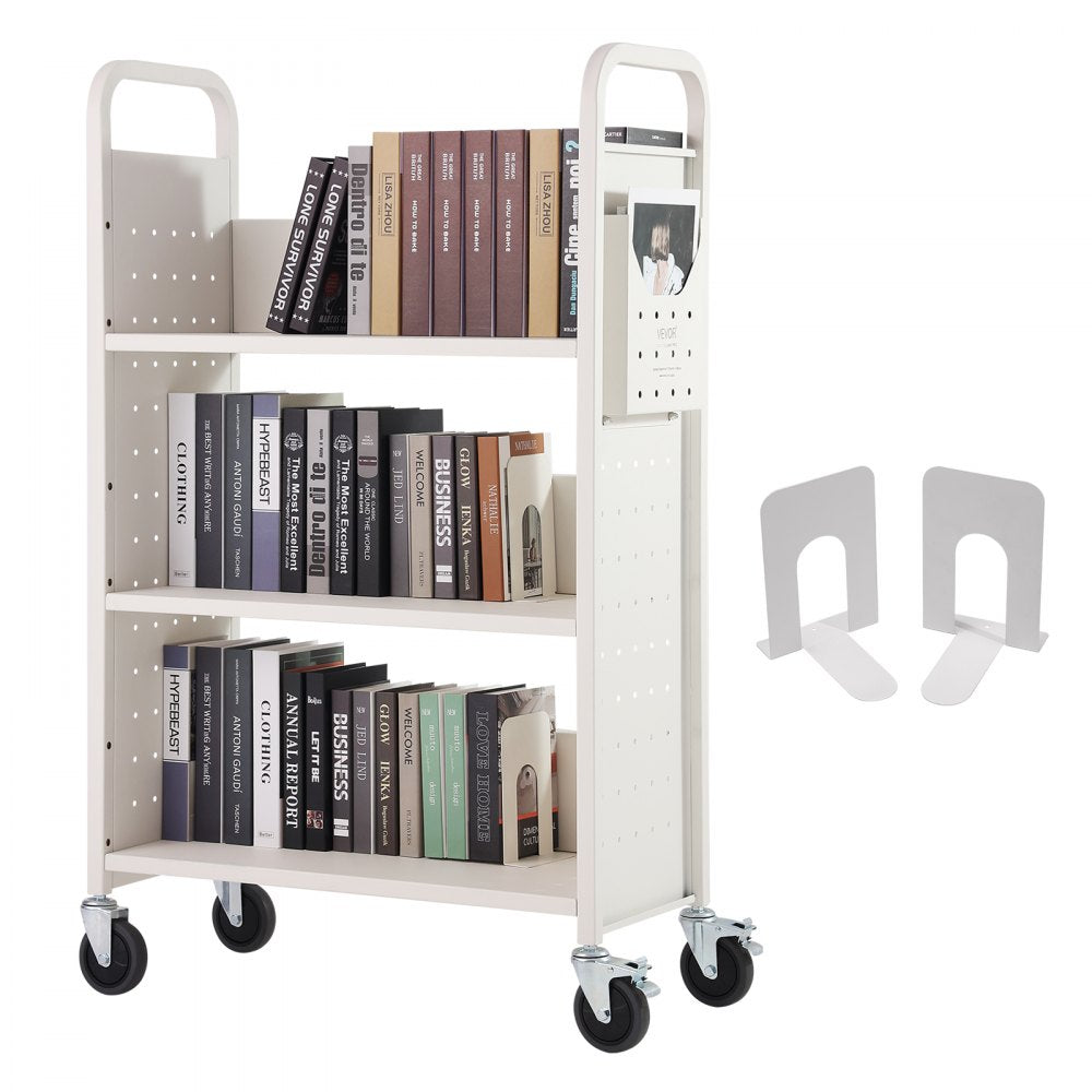 HXTC-L - Heavy-Duty Carbon Steel Book Cart with 330 lbs Capacity