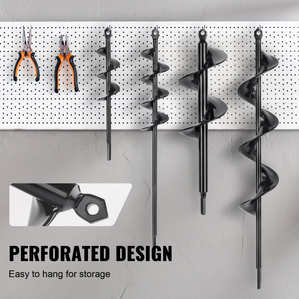 A8DS4-22BK - VEVOR 4-Piece Garden Auger Drill Bit Set, Efficient Soil Digging