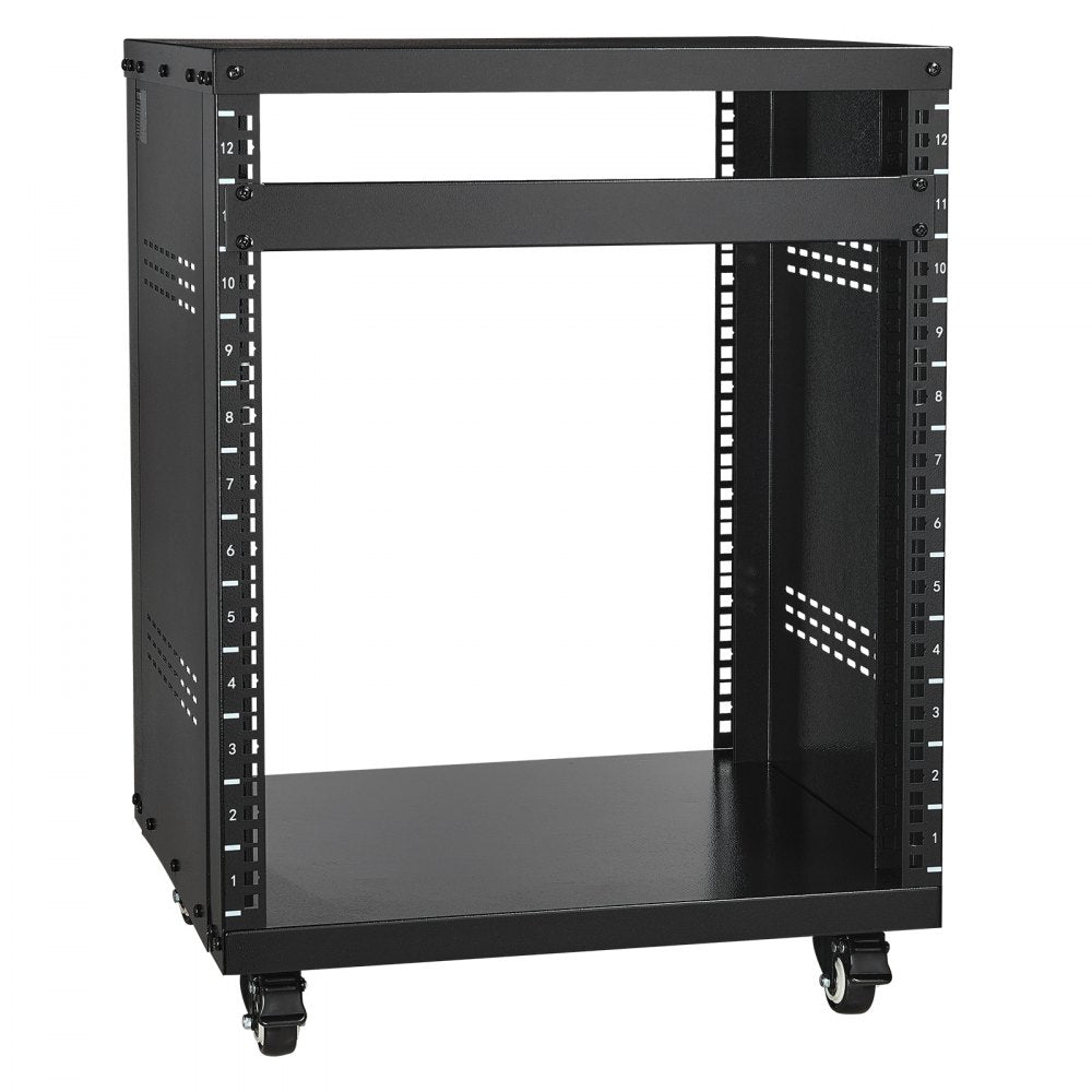 SPT-605-12 - 12U Steel Rack with Open Design and Lockable Casters