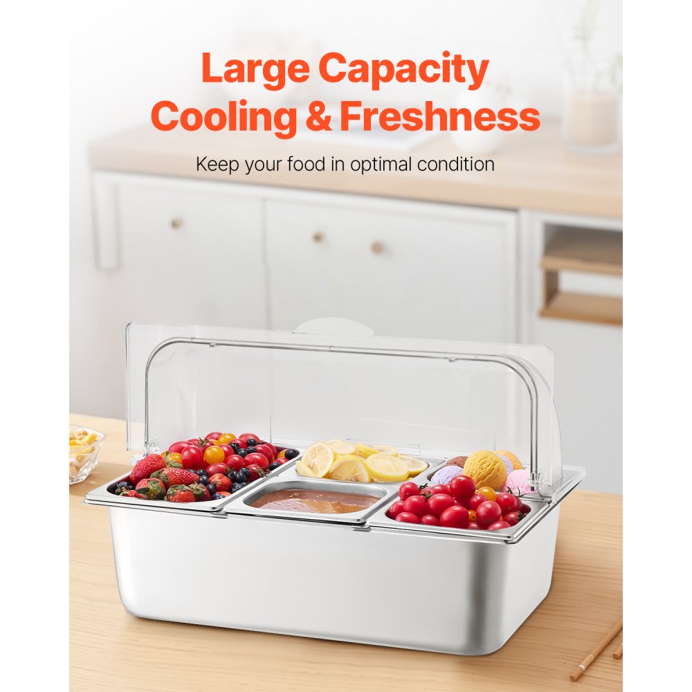 GN1091 - Stainless Steel Buffet Server with Transparent Lid and Temperature Control
