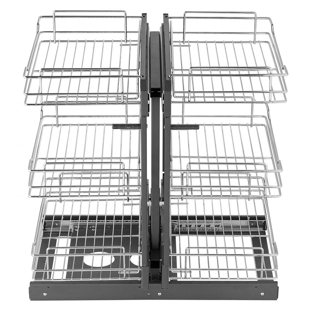 YG-XGW-4-9-3 - Chrome 6-Shelf Blind Corner Organizer for Efficient Kitchen Storage