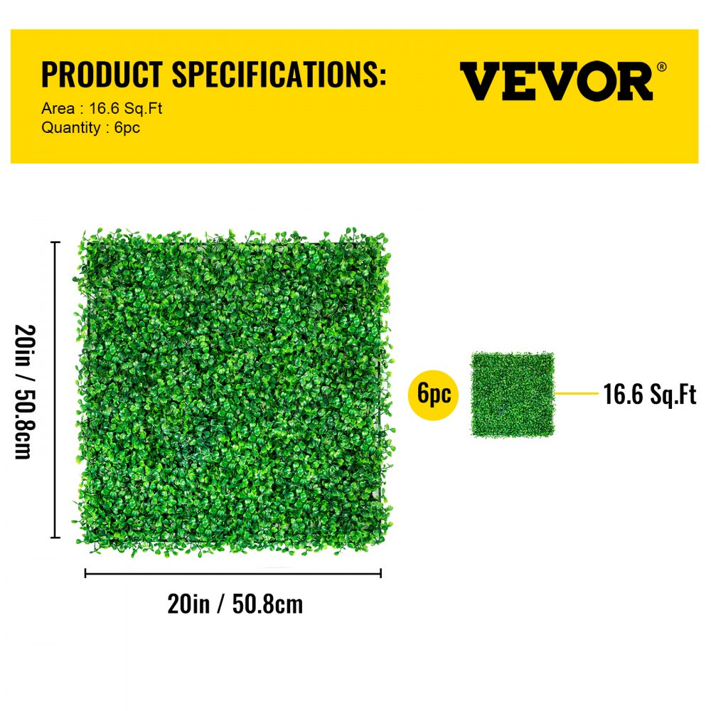 010360003046 - 20" Artificial Boxwood Panel for Indoor & Outdoor Decor
