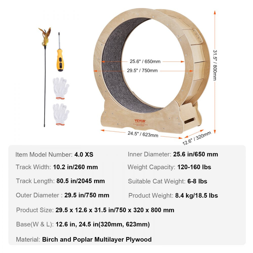 4.0 XS - 29.5" VEVOR Cat Fitness Wheel for Indoor Play and Training