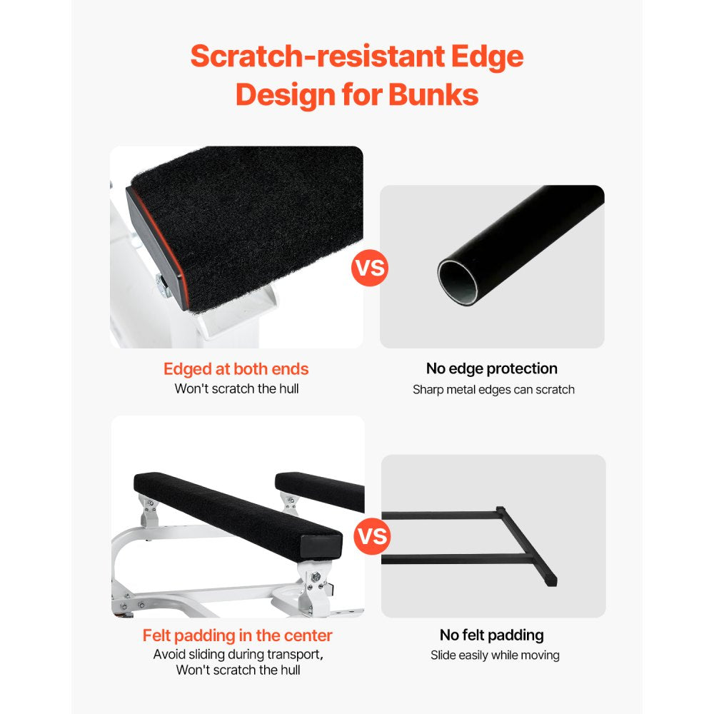 RYT-1300 - Durable Watercraft Dolly with Adjustable Bunks & 360° Wheels