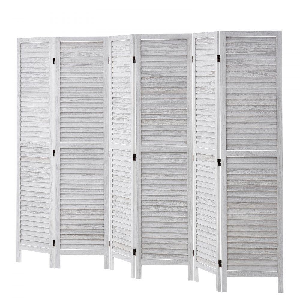 SS-004-6P-WH - 95" Rustic White Wood Room Divider with Six Panels