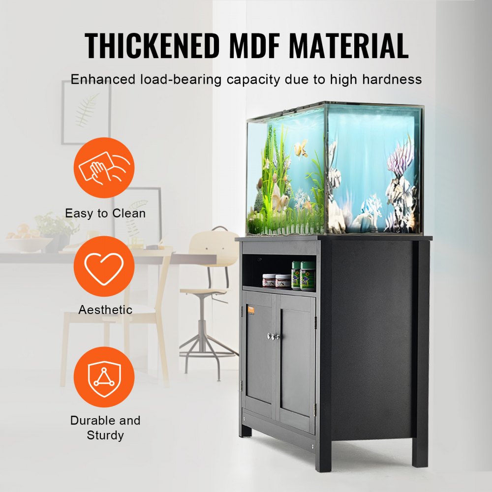 GSSU-FTS014 - 40 Gallon Stylish Black Aquarium Stand with Adjustable Feet