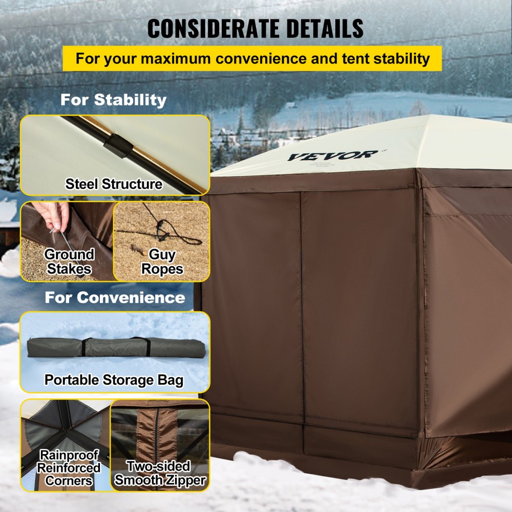 VV-CGT-1010 - 10'x10' Waterproof Gazebo Canopy Tent for 8 People