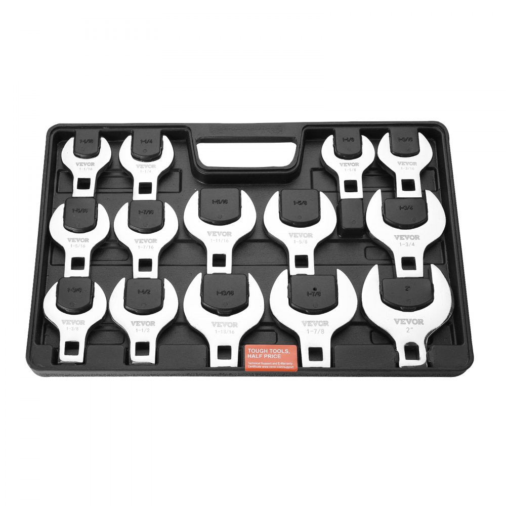 XMNJ0014 - 14-Piece Crowfoot Wrench Set, 1-1/16" to 2", High-Strength 40CR