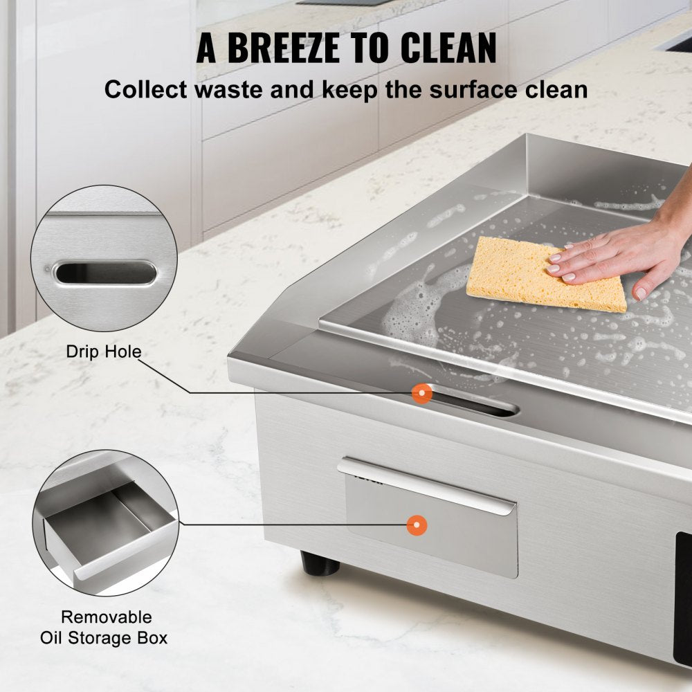 EG-818US - 21" Stainless Steel Electric Griddle with Adjustable Temperature