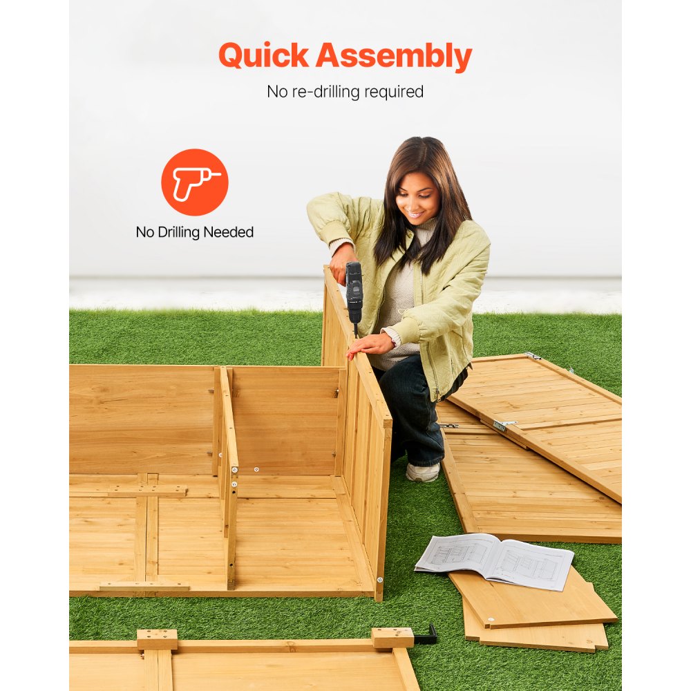 HL-002 - Large Wooden Garden Storage Shed with Adjustable Feet