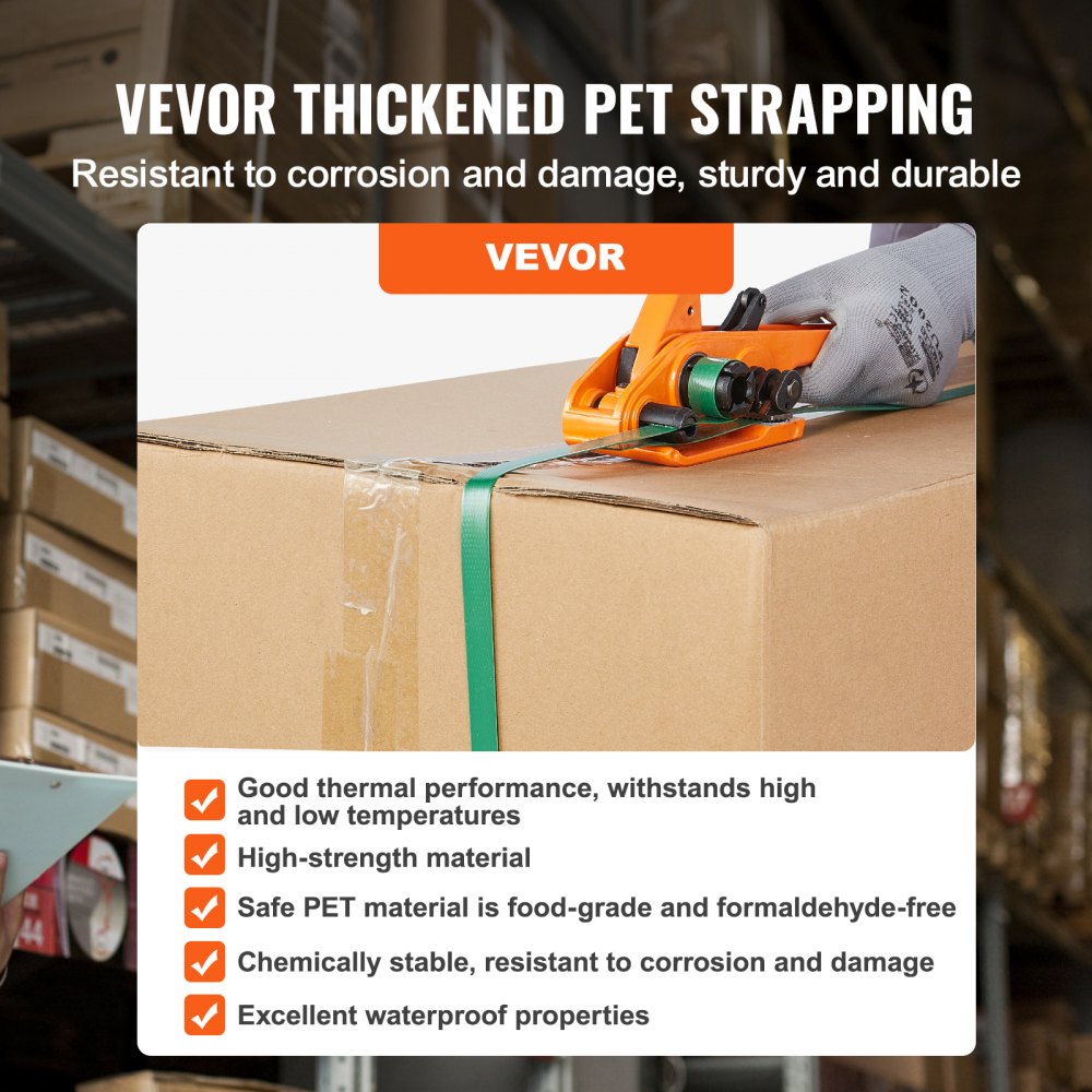 P19 - Durable 1000ft PET Strapping Kit with Tensioner & Sealer Tools