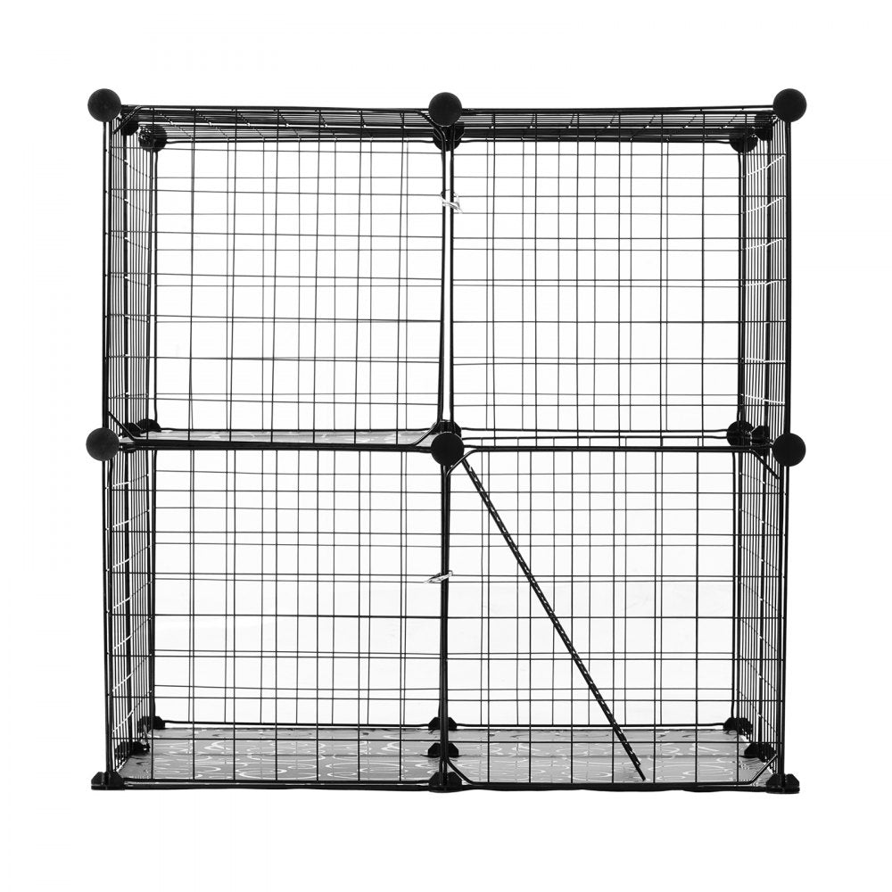 LS0261 - 28" 2-Tier Metal Cat Cage with Ladder for Play & Resting