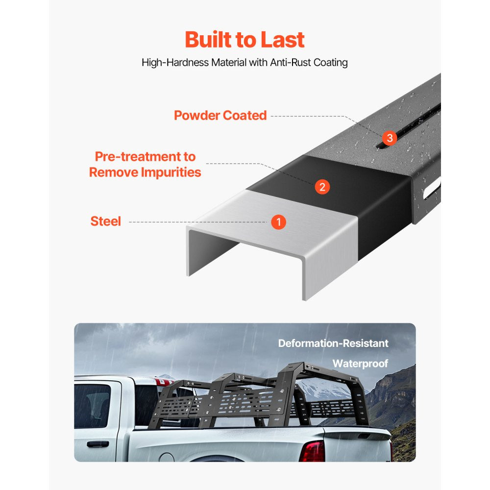 1103 - Adjustable Rust-Resistant Truck Rack for Easy Load Storage