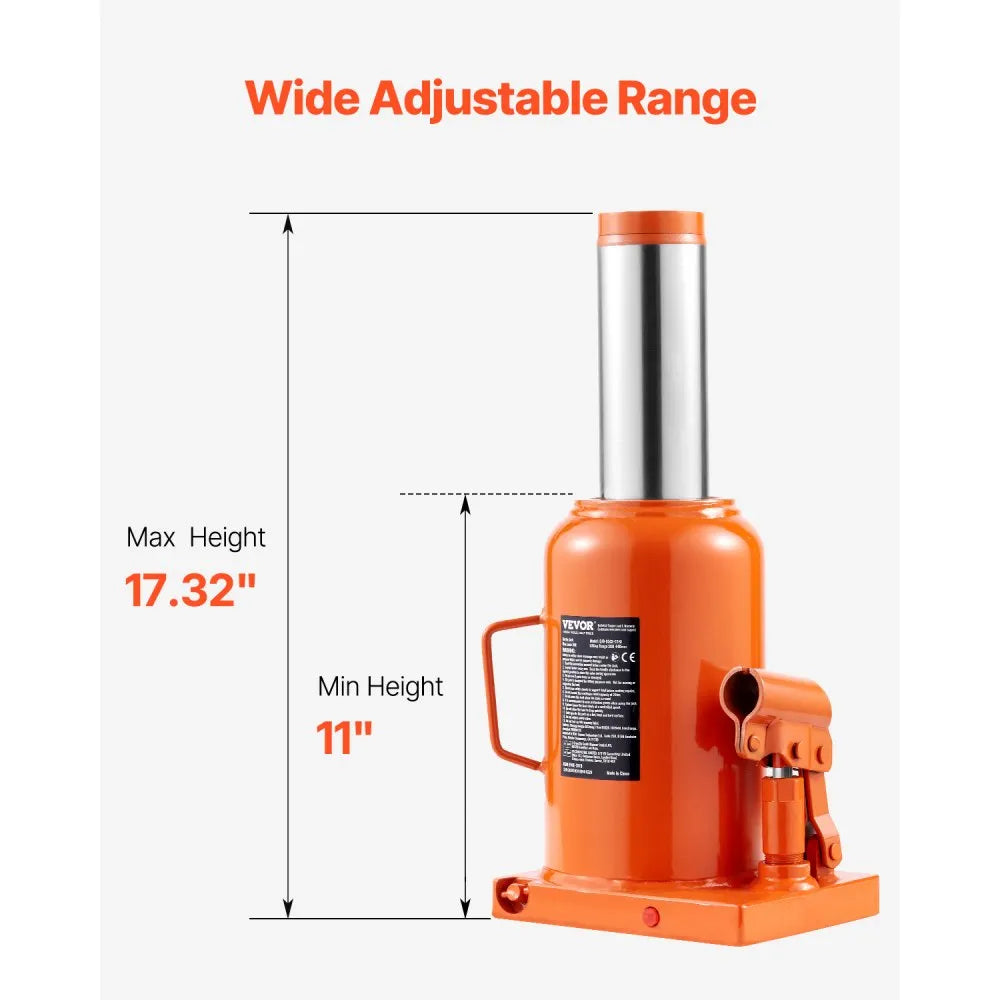 QJD-050S-01HJ - 50-Ton Hydraulic Bottle Jack, 11-17.32" Lift Range