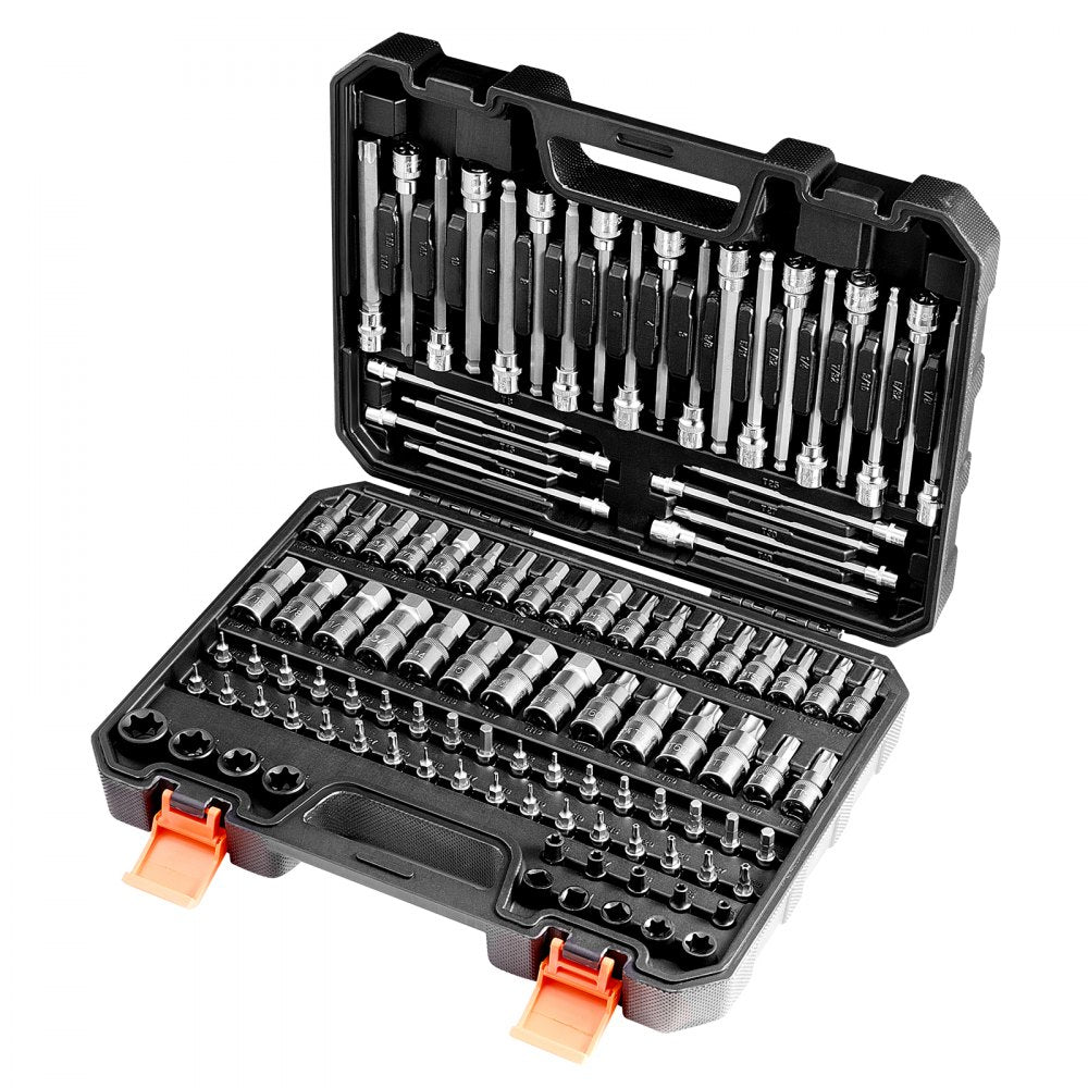 107PCS 107 THE - Durable 107-Piece High-Strength Torx Bit Socket Set with Case
