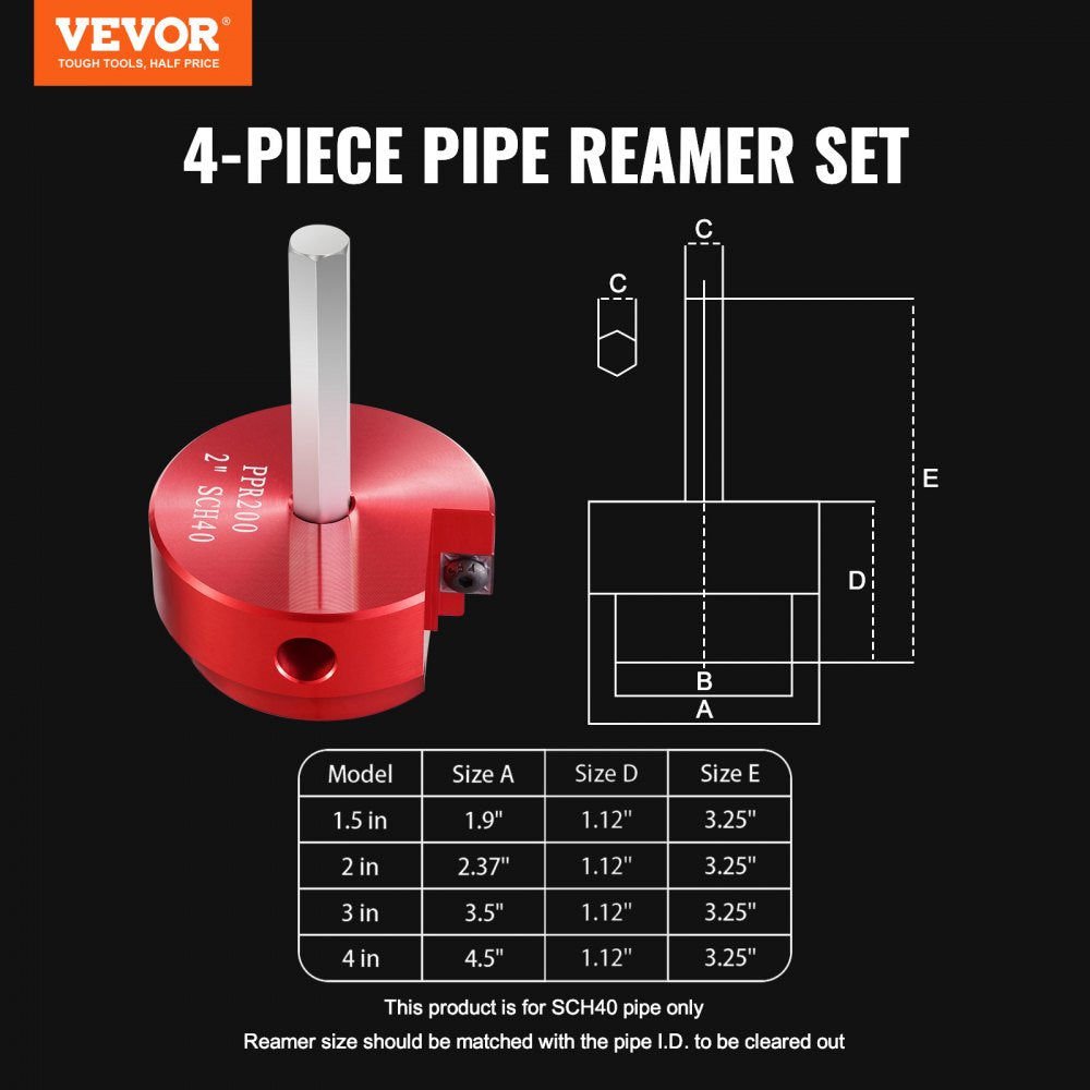 PPK4 - 4-Piece PVC Pipe Reamer Set for Efficient Cleaning