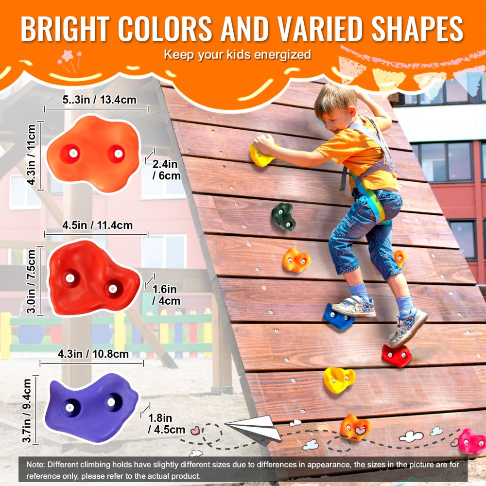 PYTZ-8 - Durable Rock Climbing Holds for Kids, Easy Installation, Bright Colors