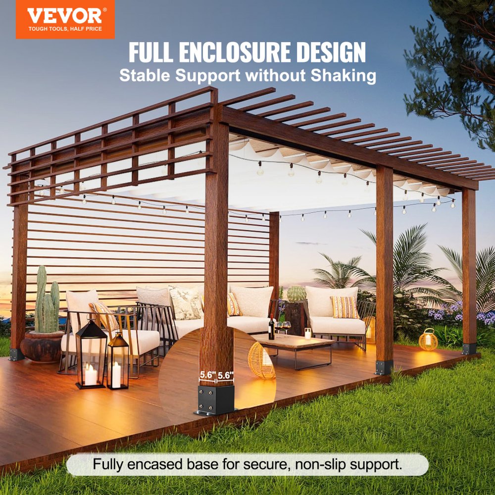 QBLZ-6in-4 - 6x6 Post Base Bracket for Deck Stability, 8.4x5.7x5.5 inches