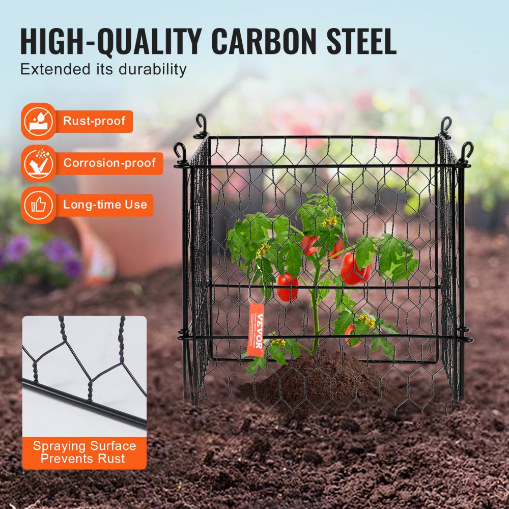 JSQBWZCL-12in-4P - Durable Carbon Steel Plant Protector for Your Garden