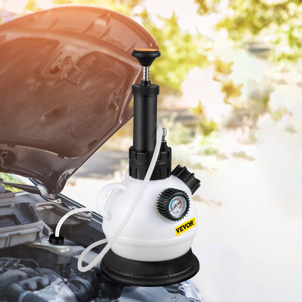 2.0L BRAKE FLUID BLEEDER - Durable Pressure Bleeder with Adapter and Gauge