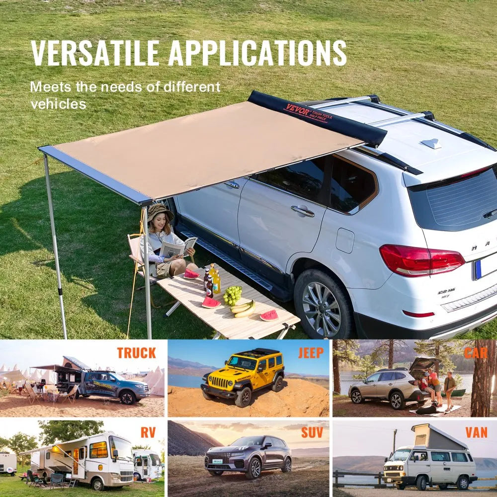 ATSA2025 - UV50+ Waterproof Retractable Side Awning for Vehicles