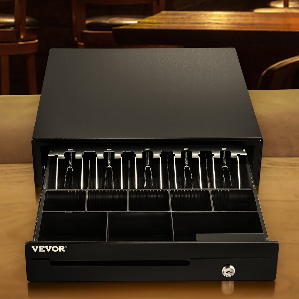 ECD-4102 - 16" VEVOR Cash Drawer with 5 Bill Compartments & 8 Coin Trays