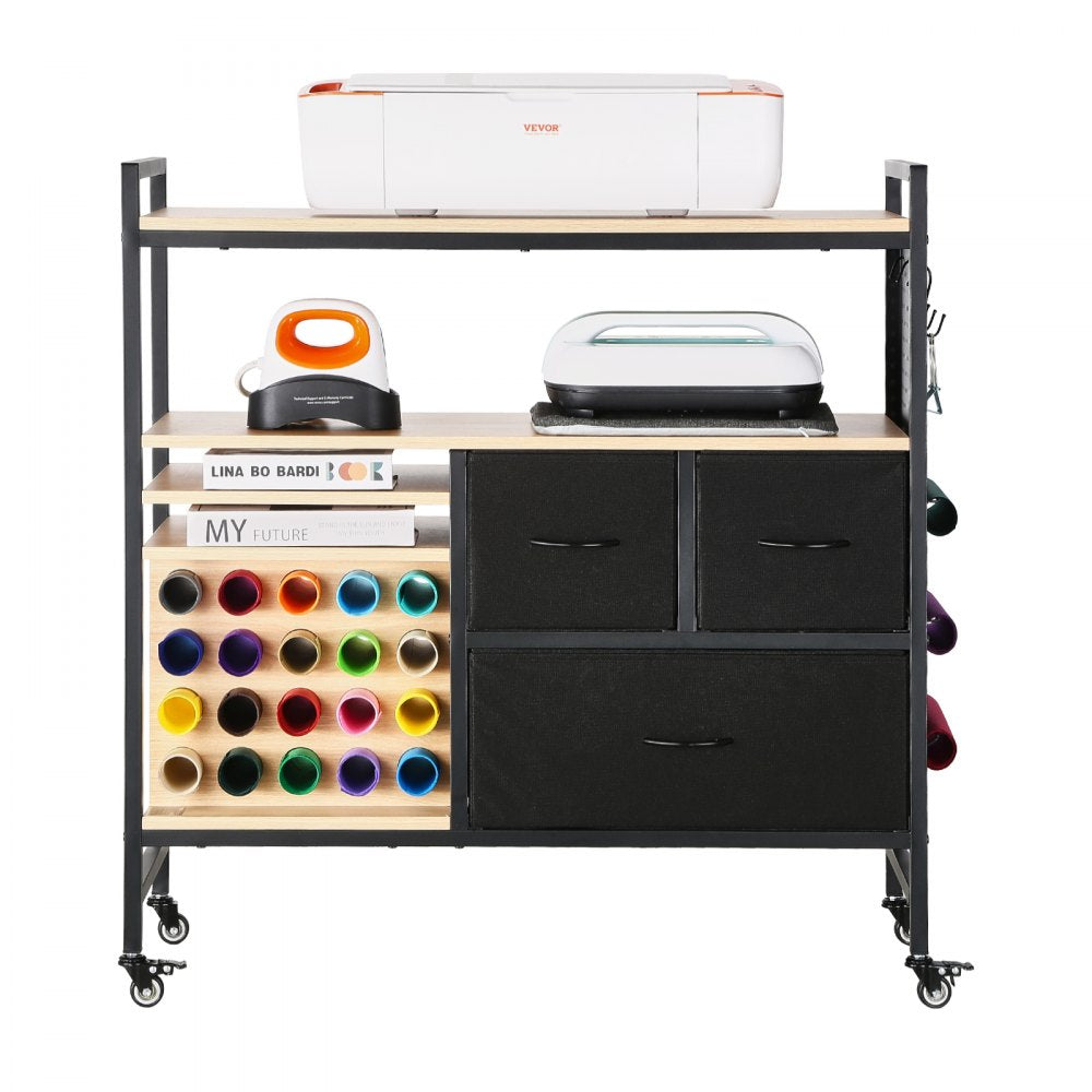 C240407S-01 - Versatile Rolling Craft Cart with 3 Drawers & 20 Vinyl Holders