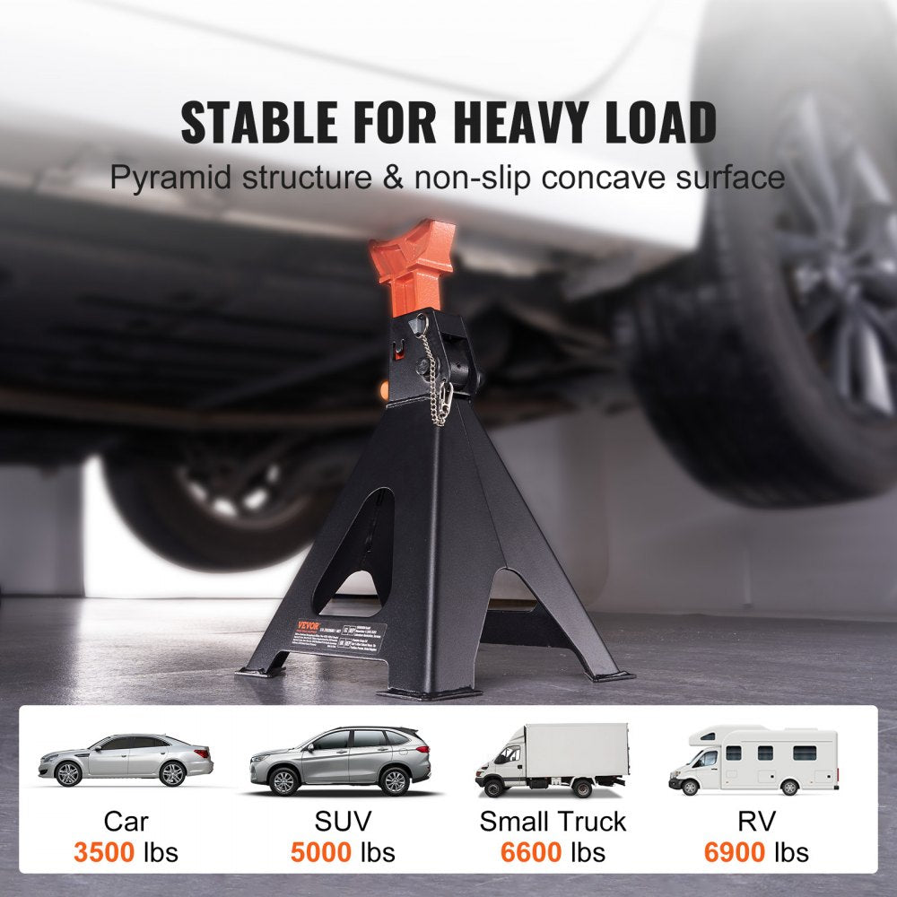 010634010839 - 6 Ton Heavy-Duty Jack Stands with Double Locking 14.2"-23" Range