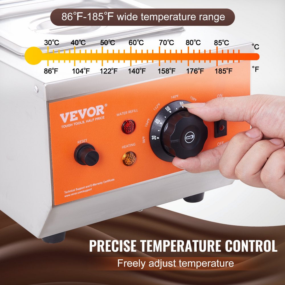CS-2-US - Compact 9 lbs Stainless Steel Chocolate Melter with Temp Control