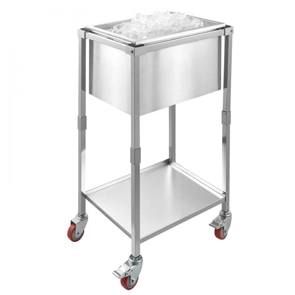 ICB-FR201412 - Large Stainless Steel Rolling Ice Chest Cooler with 24hr Insulation
