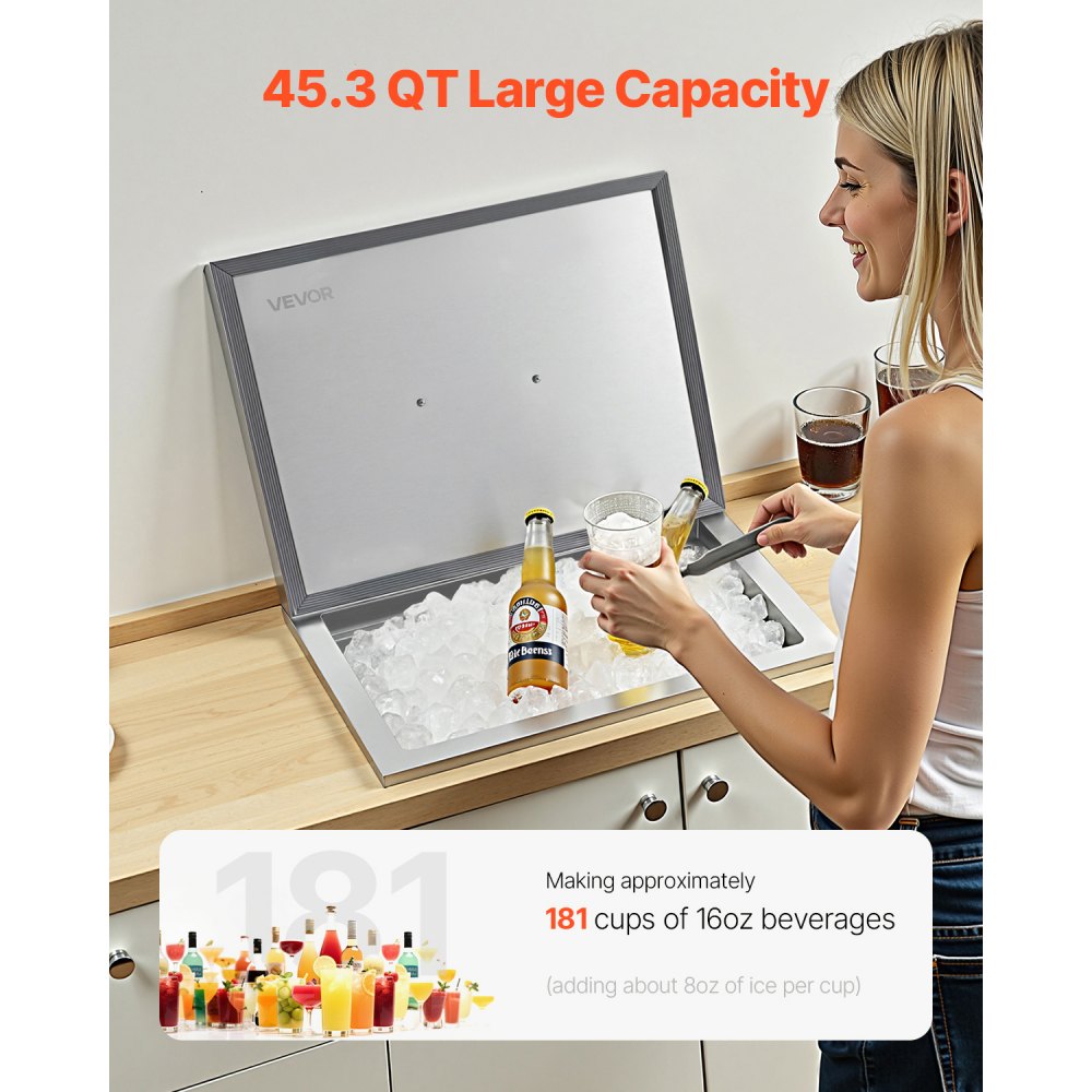 ICB-F221712 - 22"x17" Stainless Steel Ice Bin with 24-Hour Insulation