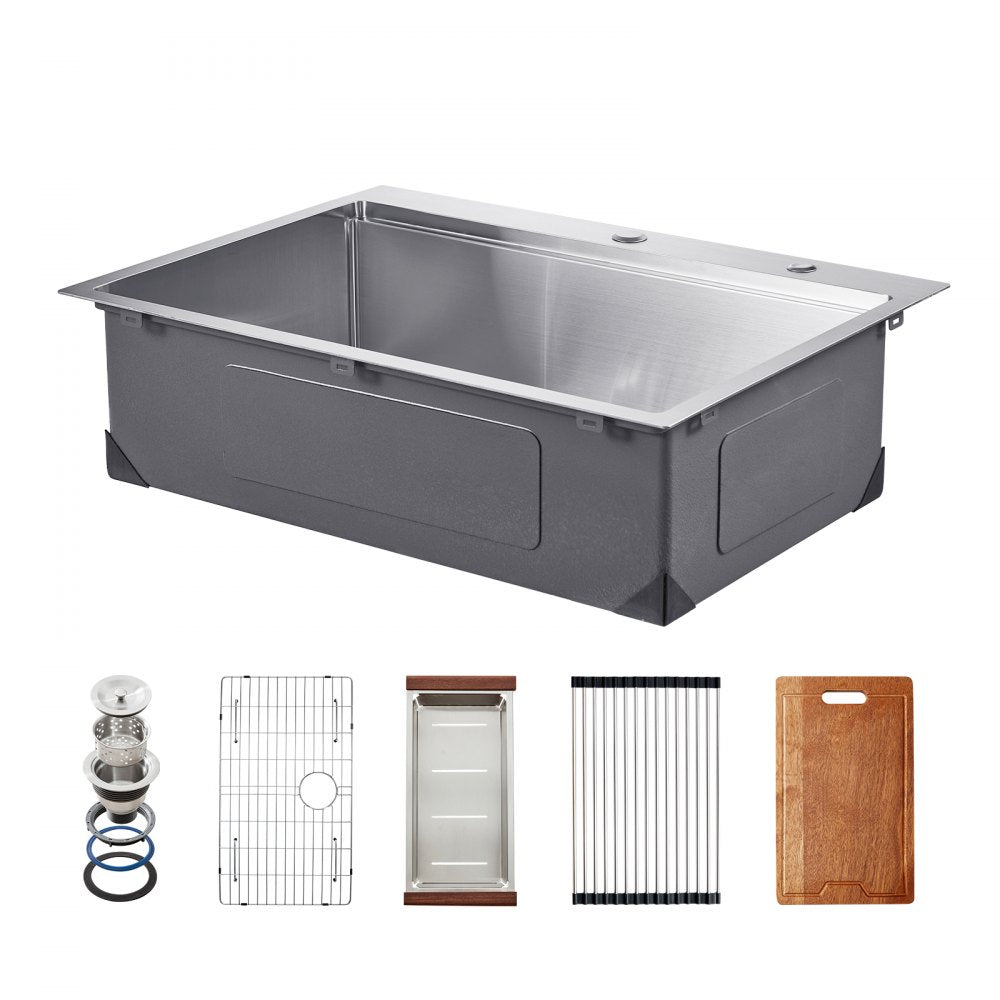 T302209RS1 - 30x22" Stainless Steel Drop-In Sink with Workstation Design