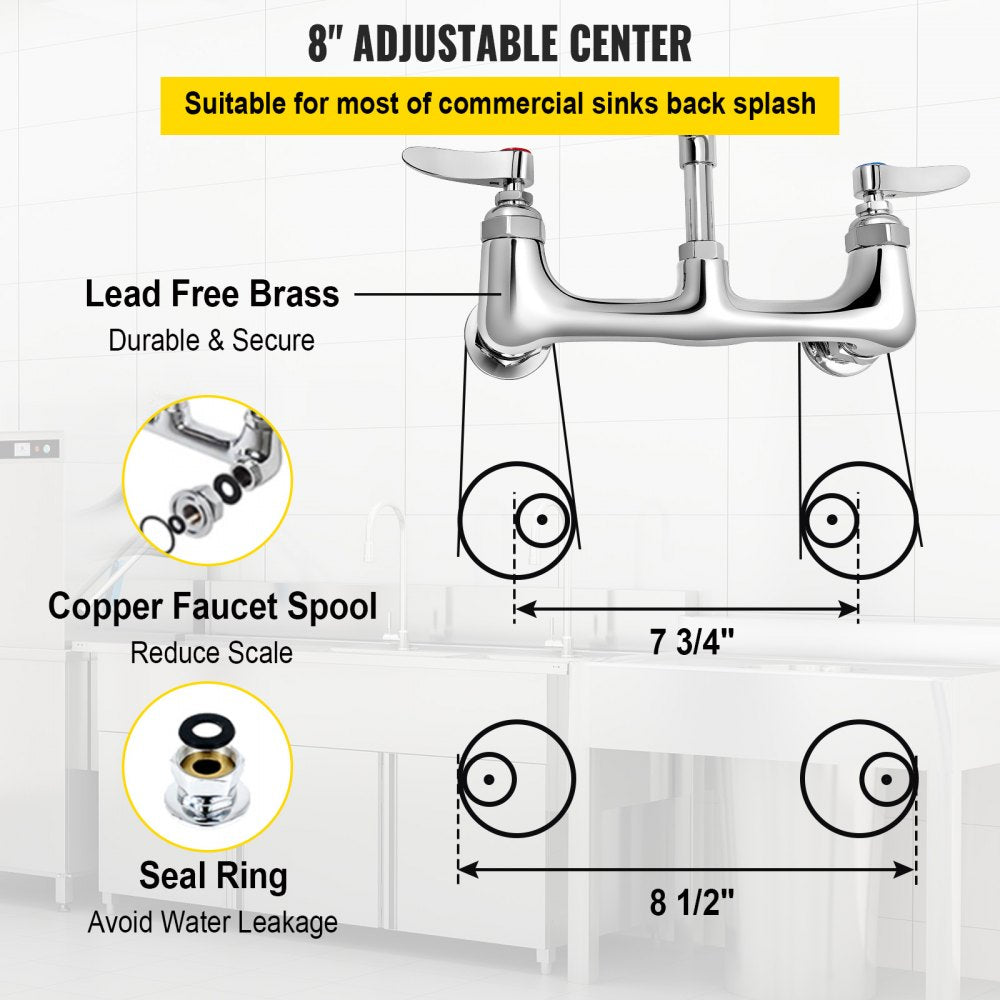 5805A-08 - 36" Commercial Brass Faucet with 12" Swivel Spout & Sprayer