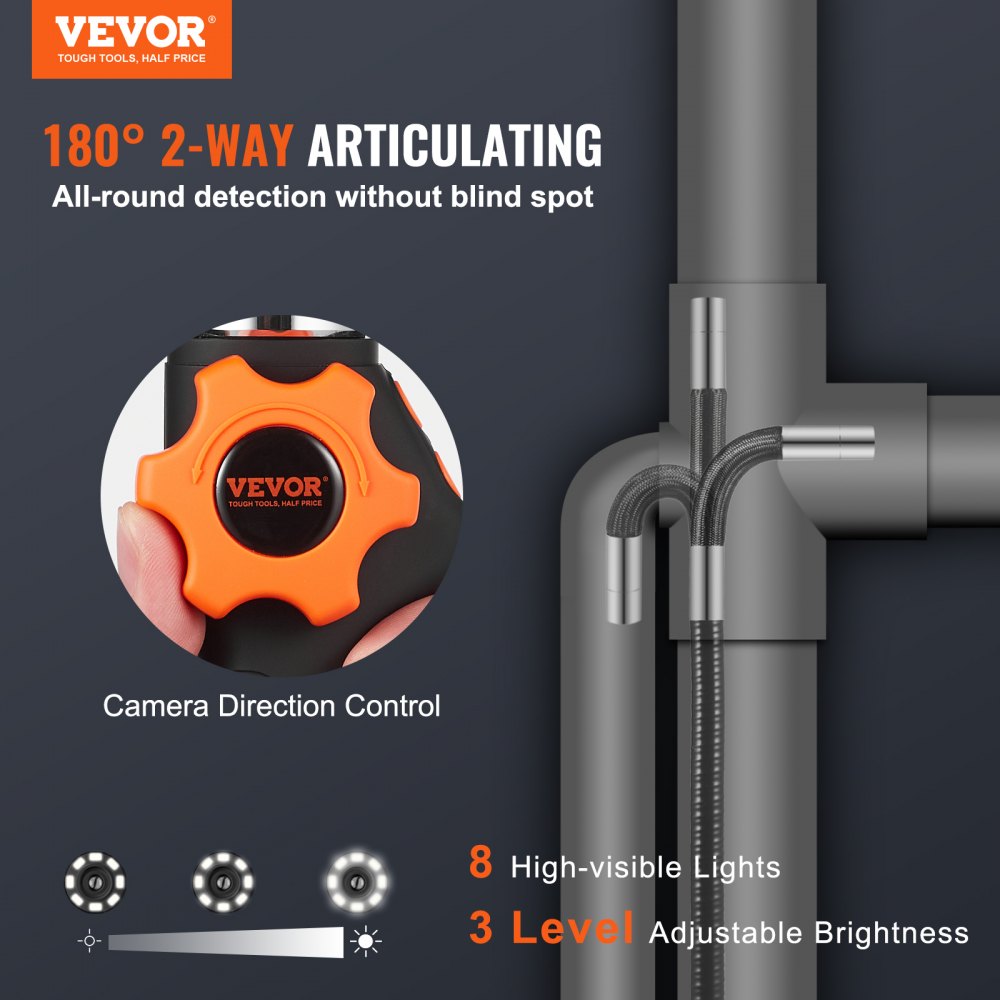010921210736 - 180° Flexible Borescope with 5" Screen & 8x Zoom