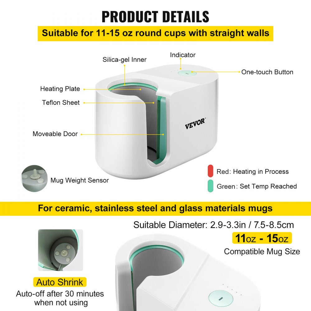 PD150 - Automatic 11-15 oz Mug Press for Quick Sublimation